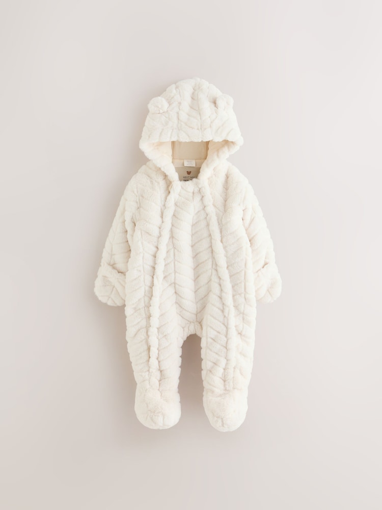 White Clipped Faux Fur Double Zip - Baby All-In-One (0mths-2yrs) - Immagine 2 di 7 White Clipped Faux Fur Double Zip - Baby All-In-One (0mths-2yrs) - Immagine 2 di 7