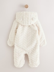 White Clipped Faux Fur Double Zip - Baby All-In-One (0mths-2yrs) - Immagine 3 di 7