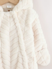 White Clipped Faux Fur Double Zip - Baby All-In-One (0mths-2yrs) - Immagine 4 di 7
