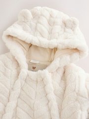 White Clipped Faux Fur Double Zip - Baby All-In-One (0mths-2yrs) - Immagine 5 di 7