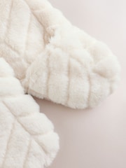 White Clipped Faux Fur Double Zip - Baby All-In-One (0mths-2yrs) - Immagine 6 di 7