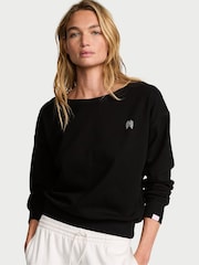 Victoria's Secret Black Terry Boatneck Sweatshirt - Image 1 of 2