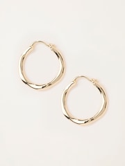 FatFace Gold Tone Hammered Hoop Earrings - Image 1 of 3