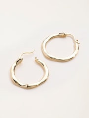 FatFace Gold Tone Hammered Hoop Earrings - Image 2 of 3