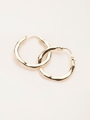 FatFace Gold Tone Hammered Hoop Earrings - Image 3 of 3