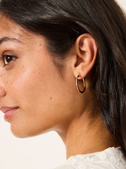 FatFace Gold Tone Hammered Hoop Earrings - Image 4 of 4