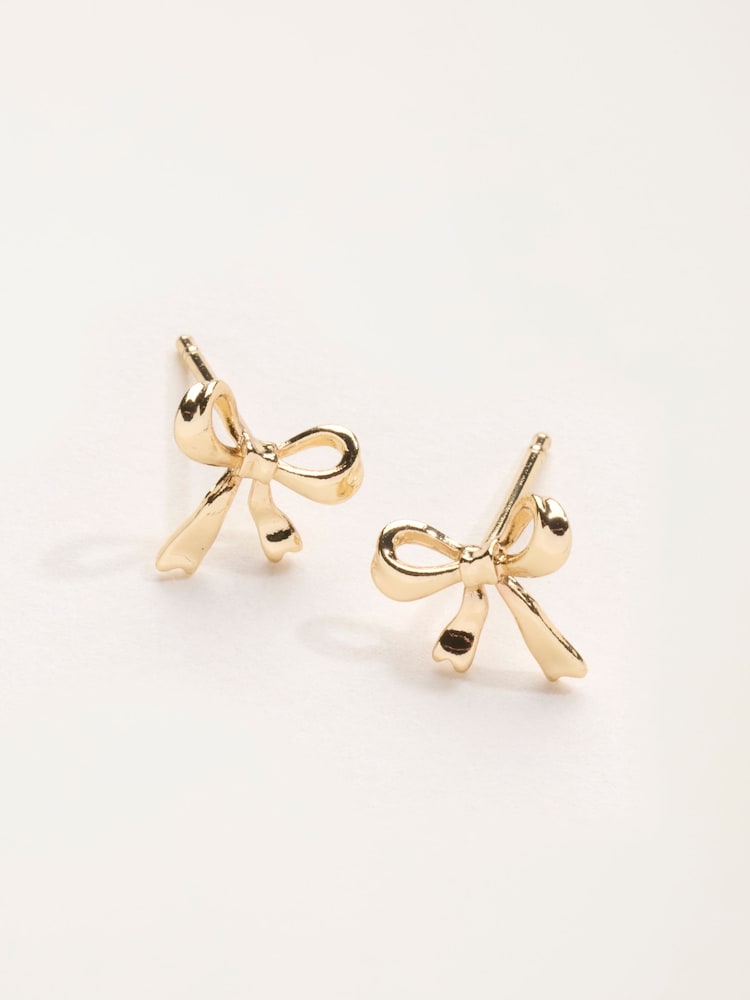 FatFace Gold Tone Bow Stud Earrings - Image 2 of 3