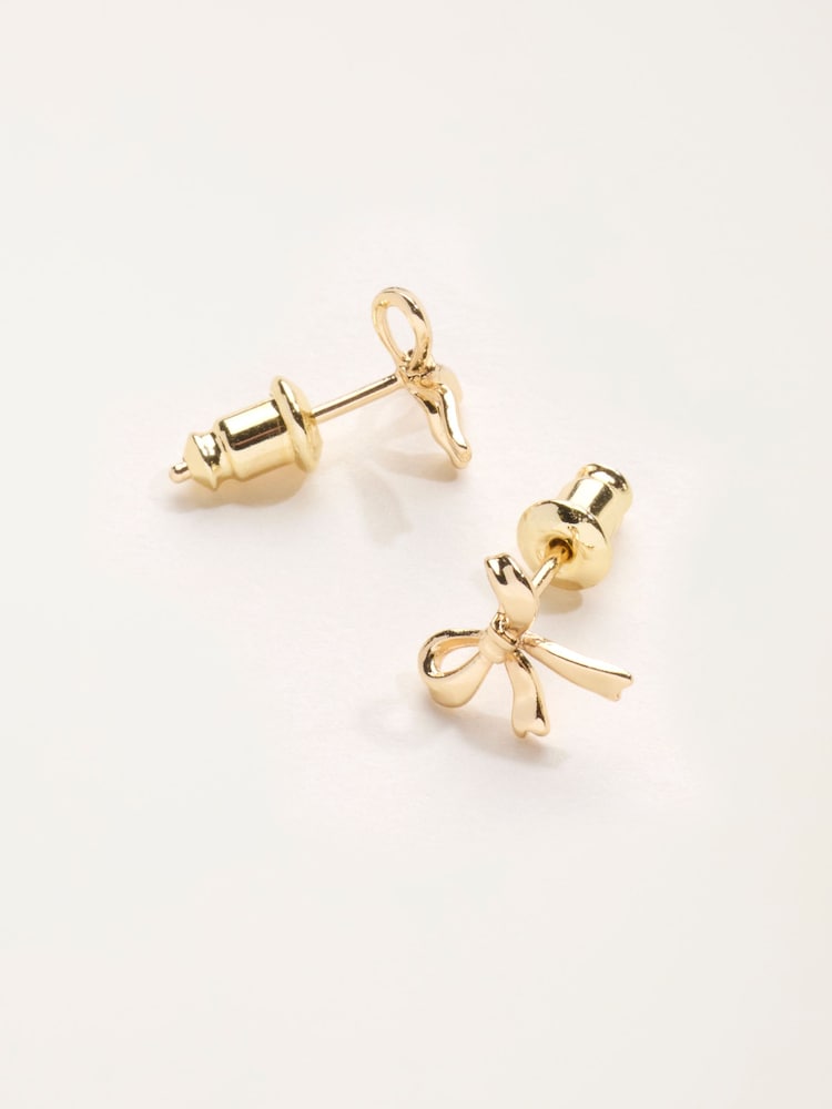 FatFace Gold Tone Bow Stud Earrings - Image 3 of 3