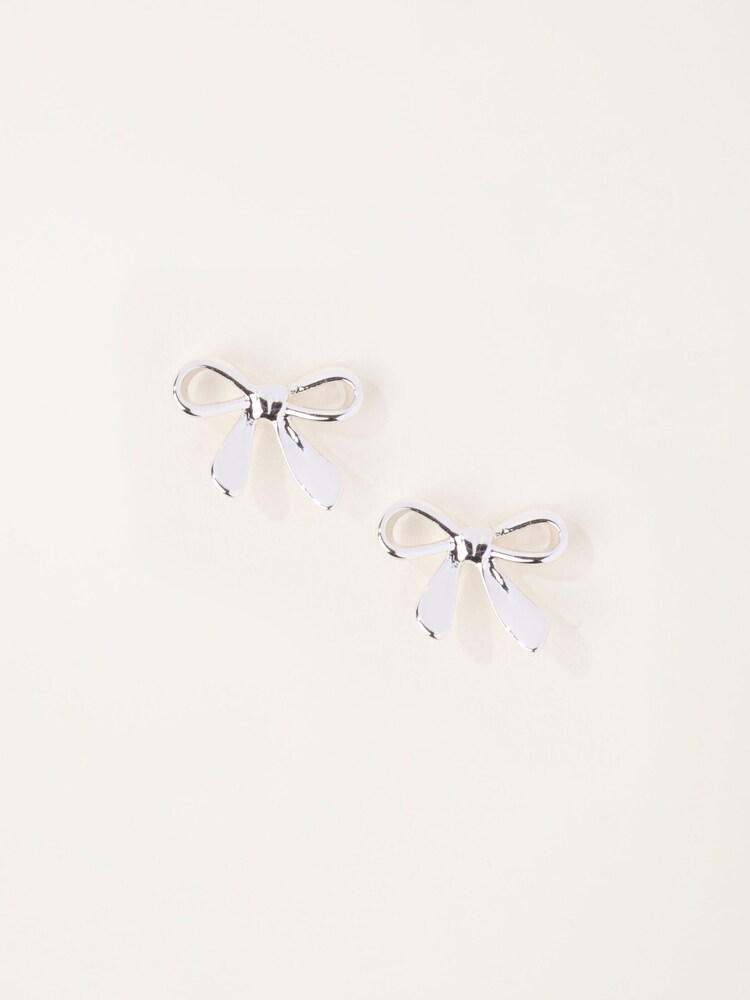 FatFace Silver Tone Bow Stud Earrings - Image 1 of 3