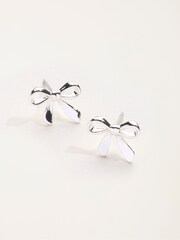 FatFace Silver Tone Bow Stud Earrings - Image 2 of 3
