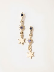 FatFace Gold Tone Star Gem Drop Earrings - Image 1 of 2