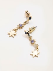 FatFace Gold Tone Star Gem Drop Earrings - Image 2 of 2