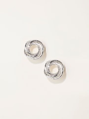 FatFace Silver Tone Twist Stud Earrings - Image 1 of 2