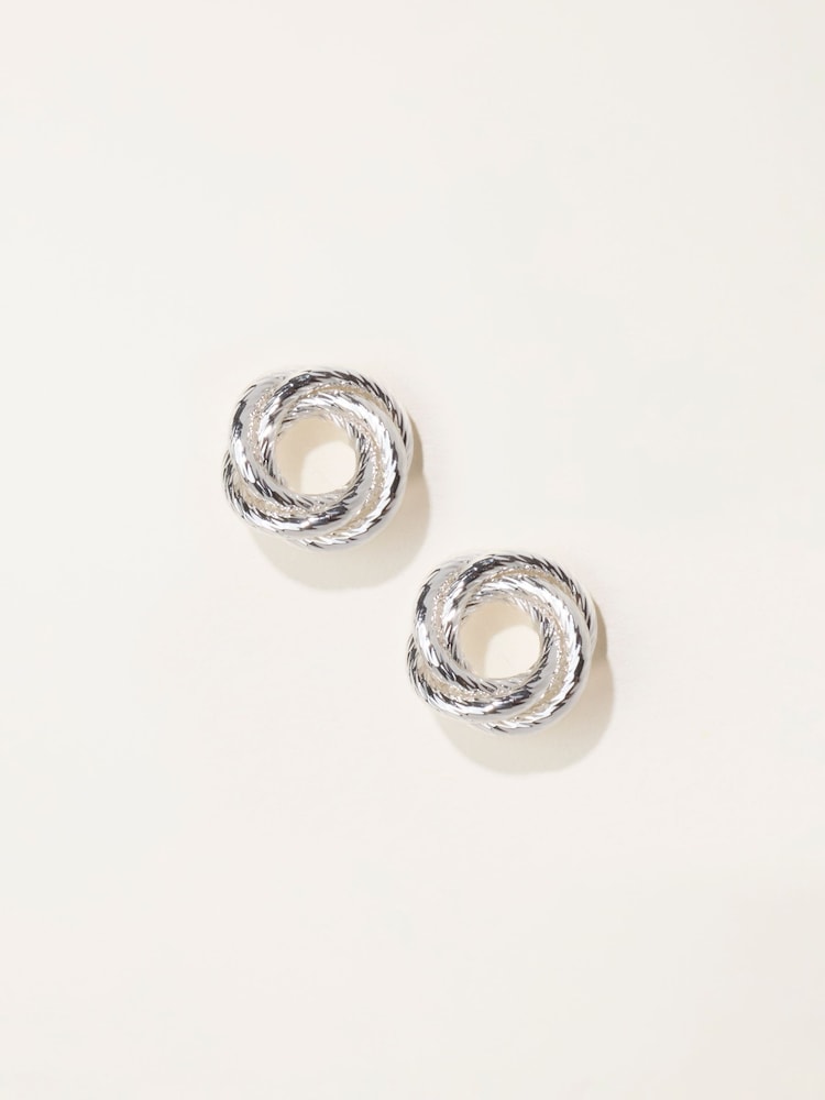 FatFace Silver Tone Twist Stud Earrings - Image 1 of 2
