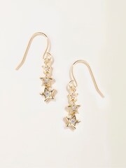FatFace Gold Tone Trio Star Drop Earrings - Image 1 of 2