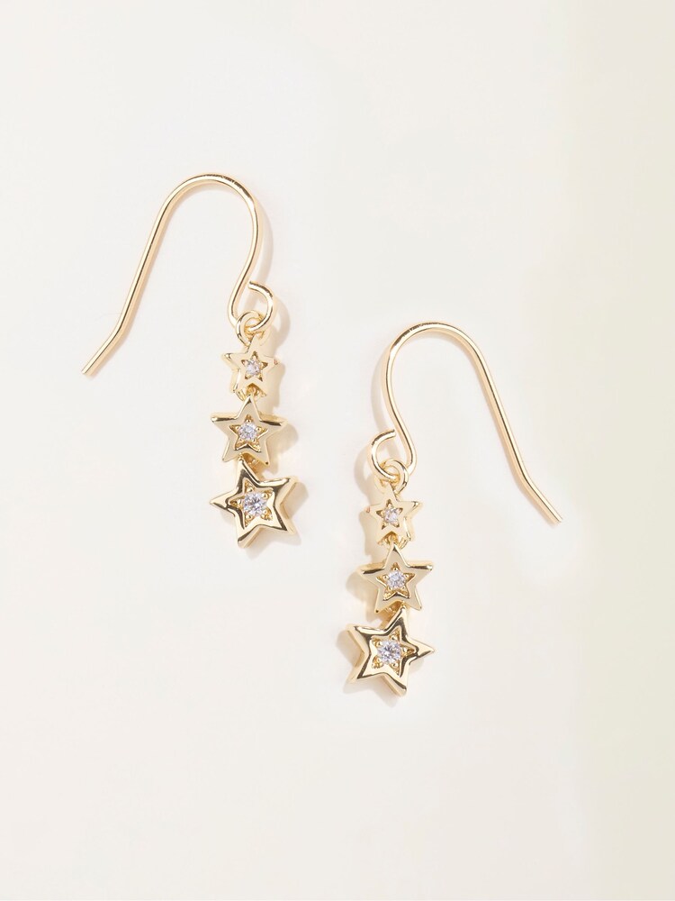 FatFace Gold Tone Trio Star Drop Earrings - Image 1 of 2