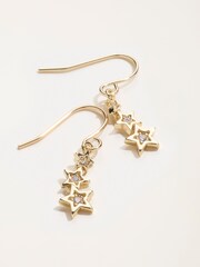 FatFace Gold Tone Trio Star Drop Earrings - Image 2 of 2