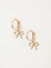 FatFace Gold Tone Bow Drop Earrings - Image 1 of 2