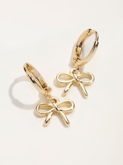 FatFace Gold Tone Bow Drop Earrings - Image 2 of 2