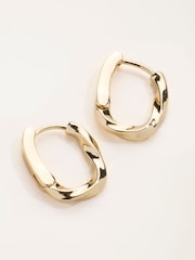 FatFace Gold Tone Twist Hoop Earrings - Image 2 of 3