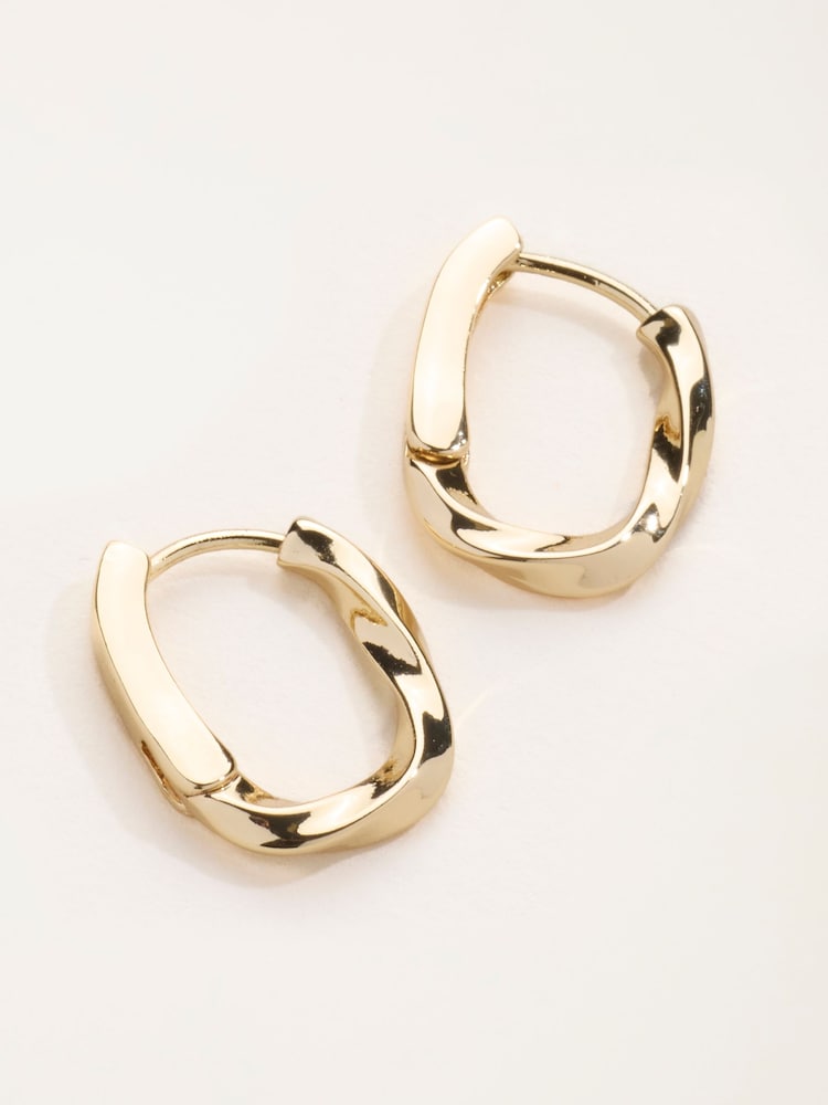 FatFace Gold Tone Twist Hoop Earrings - Image 2 of 3