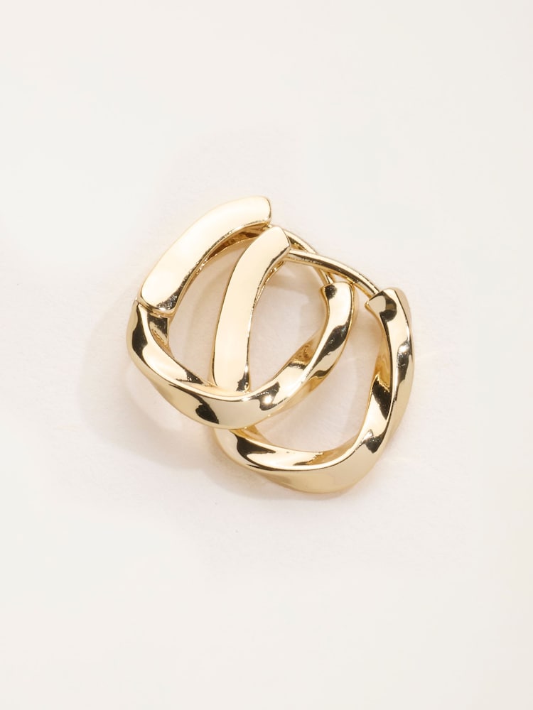FatFace Gold Tone Twist Hoop Earrings - Image 3 of 3