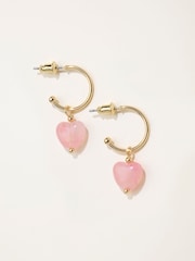 FatFace Gold Tone Heart Drop Earrings - Image 1 of 2