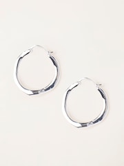 FatFace Silver Tone Hammered Hoop Earrings - Image 1 of 3
