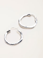 FatFace Silver Tone Hammered Hoop Earrings - Image 2 of 3