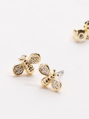 FatFace Gold Tone Bee Stud Earrings - Image 3 of 3