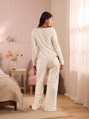 Laura Ashley White Pointelle Neve Ditsy Cotton Pyjamas - Image 3 of 4