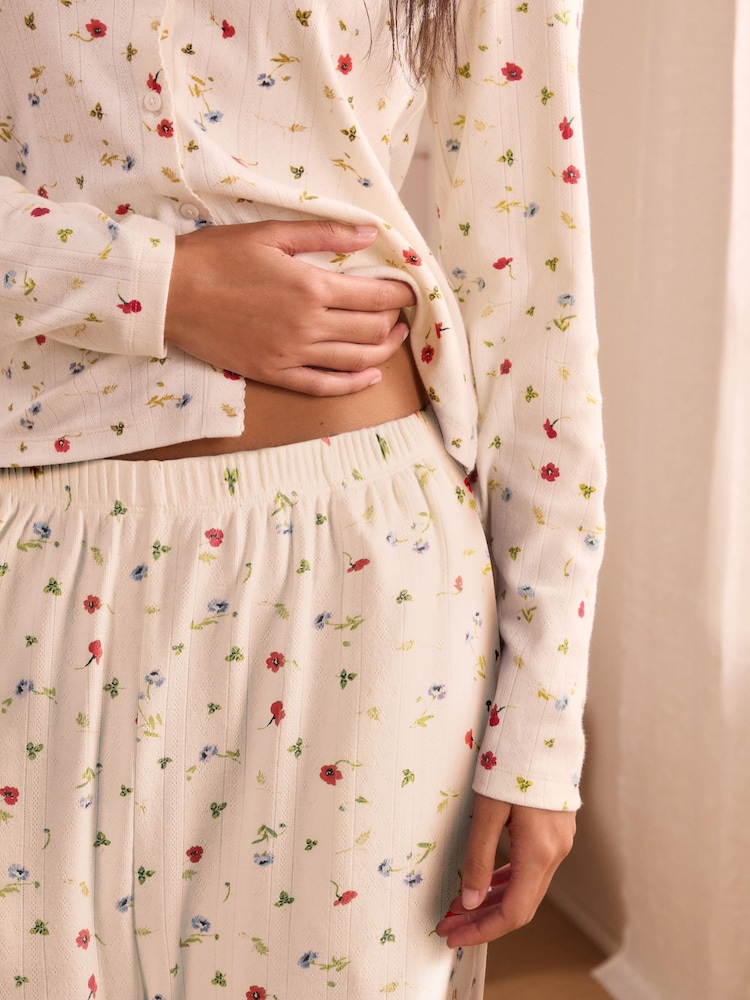 Laura Ashley White Pointelle Neve Ditsy Cotton Pyjamas - Image 4 of 4 Laura Ashley White Pointelle Neve Ditsy Cotton Pyjamas - Image 4 of 4