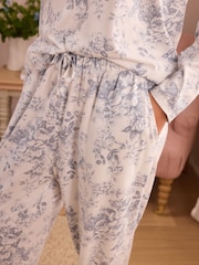 Laura Ashley Blue/White Toile Delight Jersey Twosie Pyjamas - Image 4 of 6