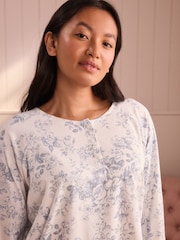 Laura Ashley Blue/White Toile Delight Jersey Twosie Pyjamas - Image 5 of 6