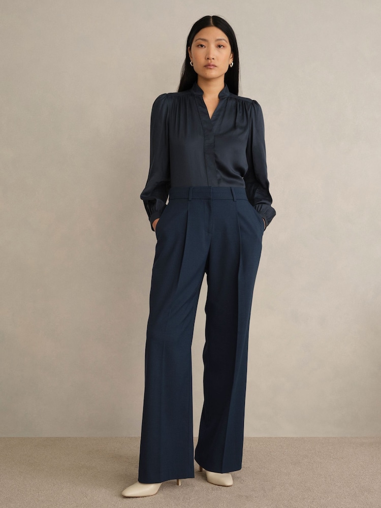 Hobbs Blue Lauren Wide Trousers - Image 1 of 4 Hobbs Blue Lauren Wide Trousers - Image 1 of 4