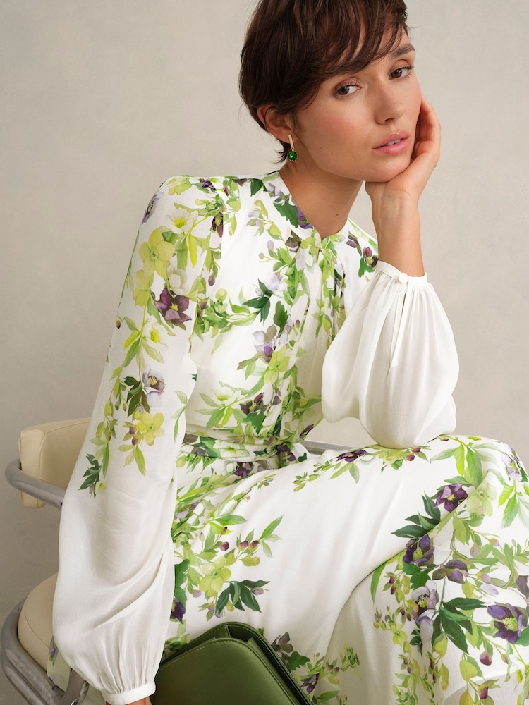 Hobbs White Pia Silk Dress - Image 2 of 3