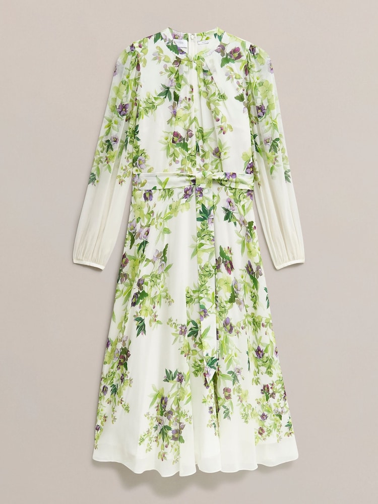 Hobbs White Pia Silk Dress - Image 3 of 3