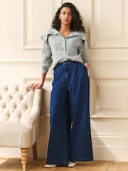Laura Ashley деним Pallazo джинсы - 8суретінің 2 суреті