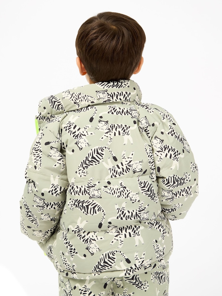 GEN Green Reversible Tiger Print Jacket - Image 2 of 5 GEN Green Reversible Tiger Print Jacket - Image 2 of 5