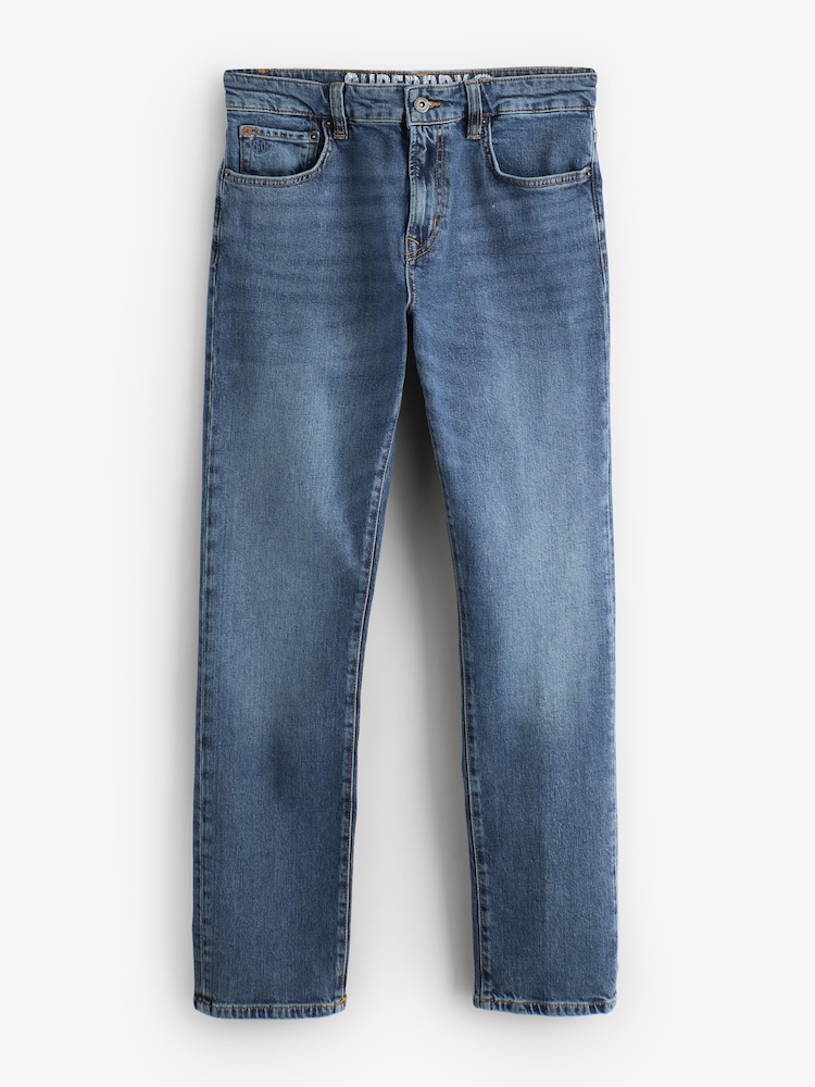 Superdry Blue Vintage Slim Straight Leg Jeans - Image 1 of 1 Superdry Blue Vintage Slim Straight Leg Jeans - Image 1 of 1
