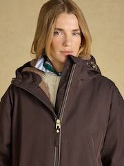 Coverall Chocolate Brown Oversized Fleece Lined Waterproof Coat - Image 13 of 14