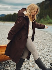 Coverall Chocolate Brown Oversized Fleece Lined Waterproof Coat - Image 2 of 14