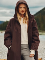 Coverall Chocolate Brown Oversized Fleece Lined Waterproof Coat - Image 3 of 14