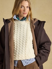 Coverall Chocolate Brown Oversized Fleece Lined Waterproof Coat - Image 7 of 14