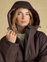 Coverall Chocolate Brown Oversized Fleece Lined Waterproof Coat - Image 9 of 14
