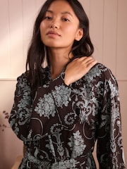 Laura Ashley Blue/Brown Josette Dressing Gown - Image 3 of 4