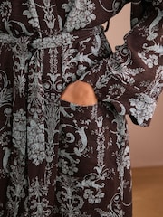 Laura Ashley Blue/Brown Josette Dressing Gown - Image 4 of 4