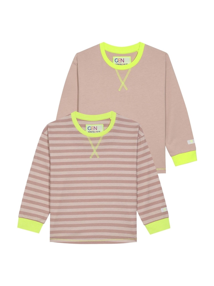 GEN Pink Long Sleeve T-Shirts 2 Pack - Image 1 of 3 GEN Pink Long Sleeve T-Shirts 2 Pack - Image 1 of 3