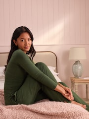 Laura Ashley Olive Green Modal Loungewear Set - Image 2 of 11