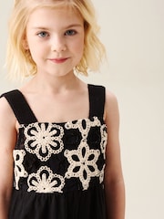 Angel & Rocket Black Illiana Crochet Linen Jumpsuit - Image 3 of 5